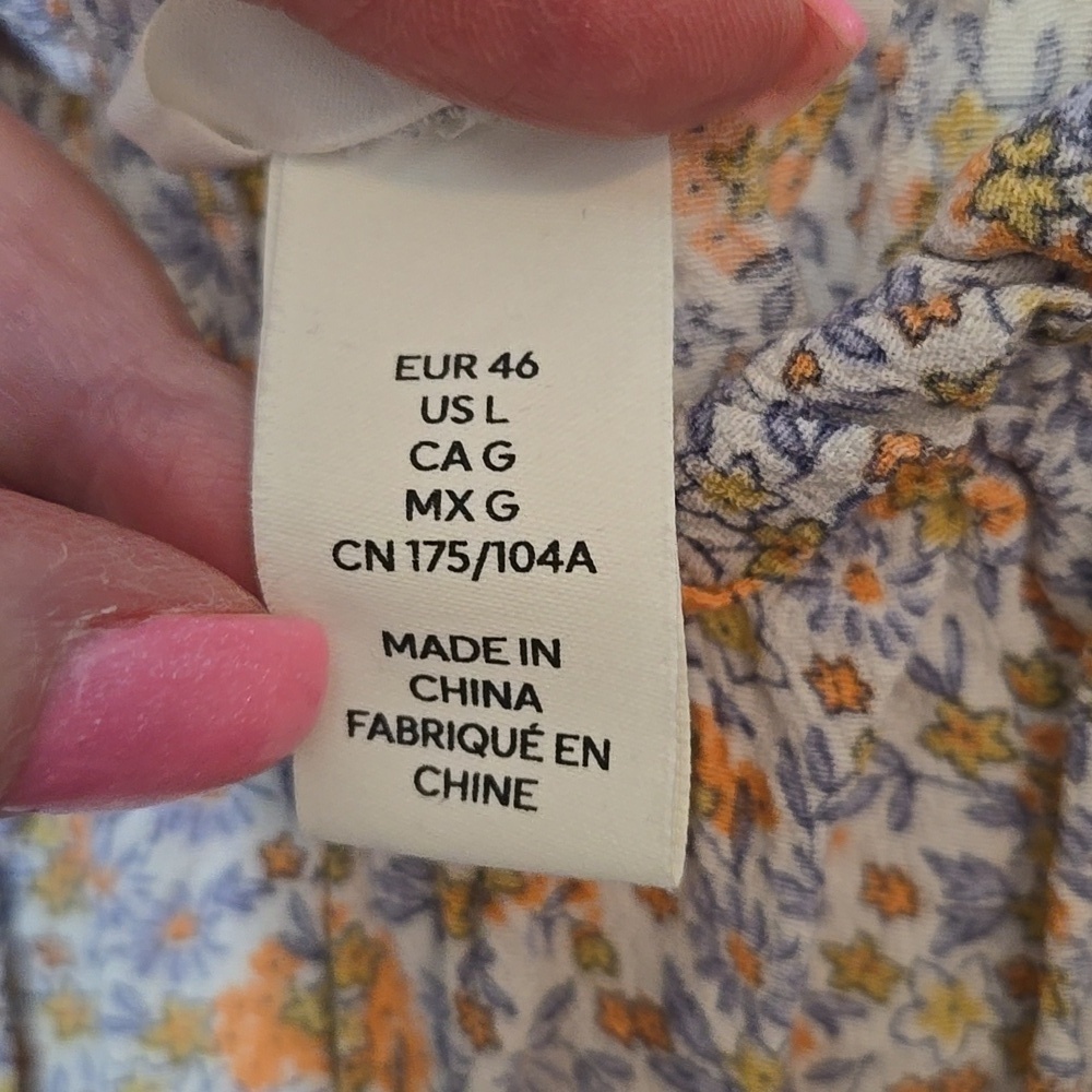 H&M Floral Midi Front Split Left Side Zip Ruffle On Off Shoulder Sleeve Pretty - Picture 3 of 7